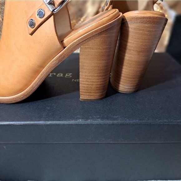 NIB Rag & Bone Wyatt Leather Sling Back Sandals In Sand - Picture 7 of 16